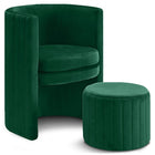 Meridian Furniture Selena Velvet Accent Chair and Ottoman Set - Green - Chairs