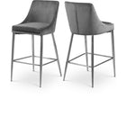Meridian Furniture Karina Velvet Counter Stool - Chrome - Grey - Stools