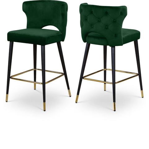 Meridian Furniture Kelly Velvet Counter Stool - Green - Stools