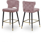 Meridian Furniture Kelly Velvet Counter Stool - Pink - Stools