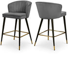 Meridian Furniture Cassie Velvet Counter Stool - Grey - Stools