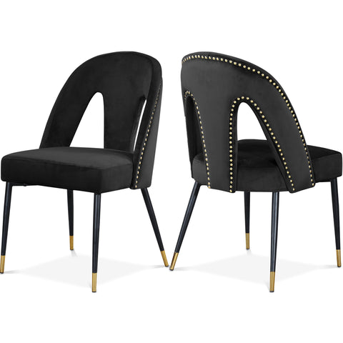 Meridian Furniture Akoya Velvet Dining Chair - Black - Dining Chairs