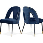 Meridian Furniture Akoya Velvet Dining Chair - Navy - Dining Chairs