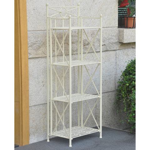 International Caravan Narrow 4-Tier Iron Folding Bakers Rack - Shelves & Cases