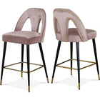 Meridian Furniture Akoya Velvet Counter Stool - Pink - Stools