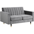 Meridian Furniture Lola Velvet Loveseat - Grey - Loveseats