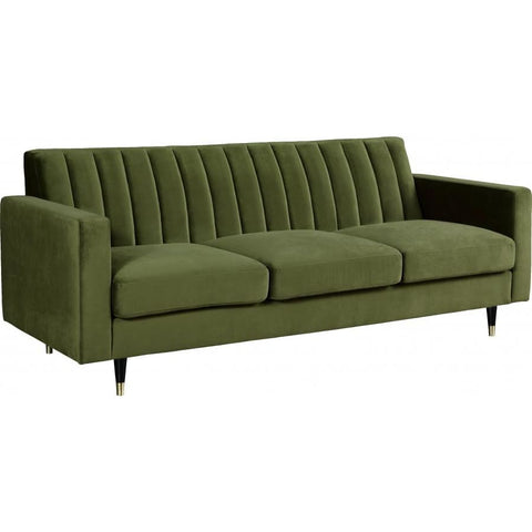 Meridian Furniture Lola Velvet Sofa - Olive Green - Sofas