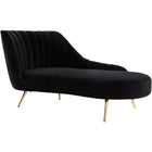 Meridian Furniture Margo Velvet Chaise Lounge - Black - Chaise
