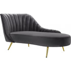 Meridian Furniture Margo Velvet Chaise Lounge - Grey - Chaise