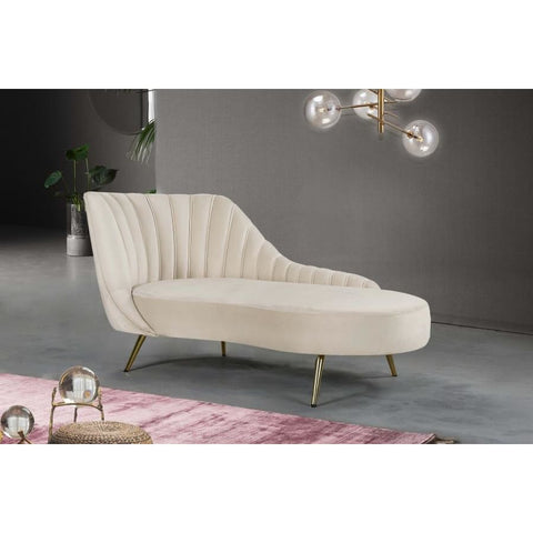 Meridian Furniture Margo Velvet Chaise Lounge - Cream - Chaise
