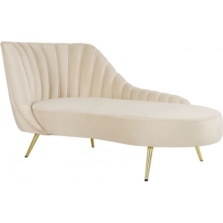 Meridian Furniture Margo Velvet Chaise Lounge - Cream - Chaise