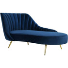 Meridian Furniture Margo Velvet Chaise Lounge - Blue - Chaise