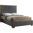 Meridian Furniture Lana Velvet Queen Bed - Grey - Bedroom Beds