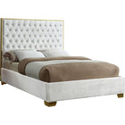 Meridian Furniture Lana Velvet Queen Bed - White - Bedroom Beds
