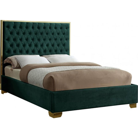 Meridian Furniture Lana Velvet Full Bed - Green - Bedroom Beds