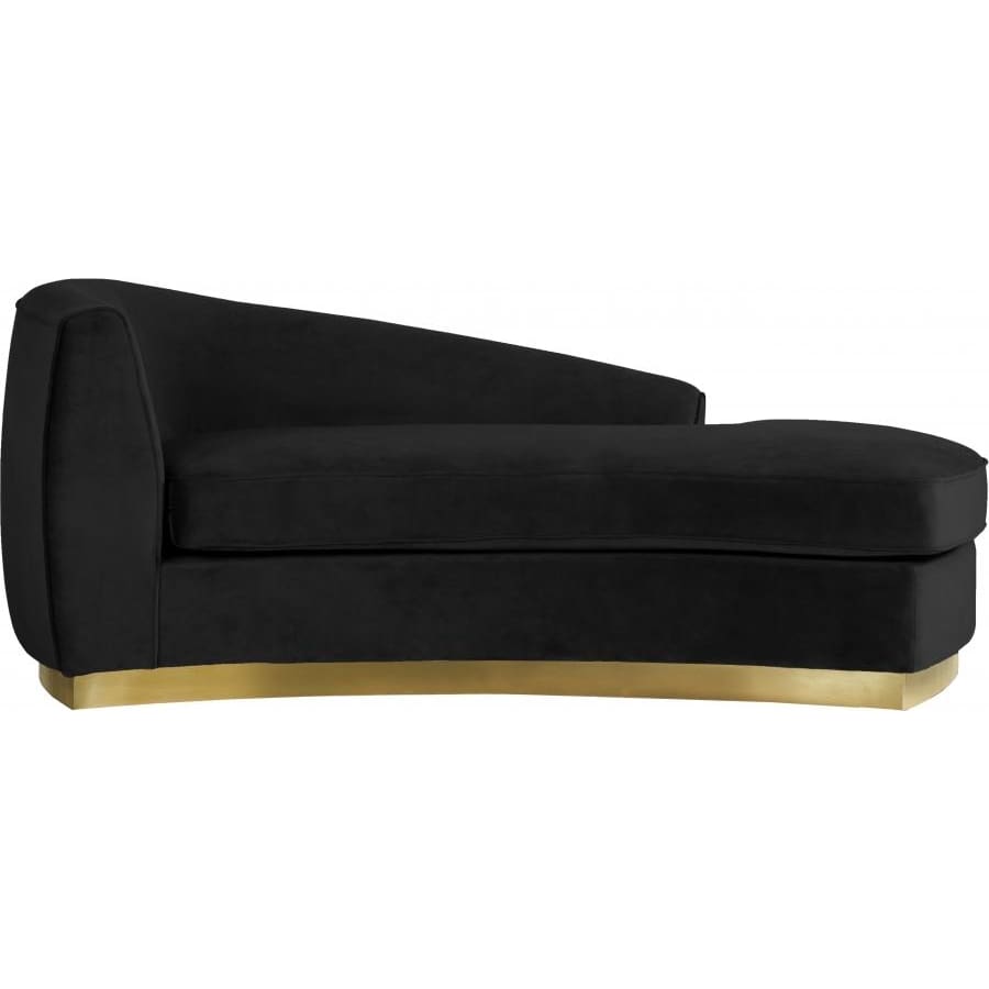 Meridian Furniture Julian Velvet Chaise - Gold Base - Black - Chaise