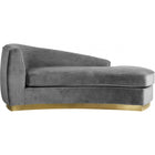 Meridian Furniture Julian Velvet Chaise - Gold Base - Grey - Chaise