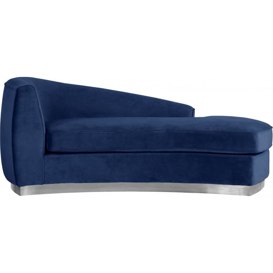 Meridian Furniture Julian Velvet Chaise - Chrome Base - Navy - Chaise