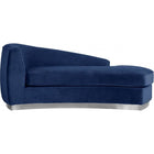 Meridian Furniture Julian Velvet Chaise - Chrome Base - Navy - Chaise