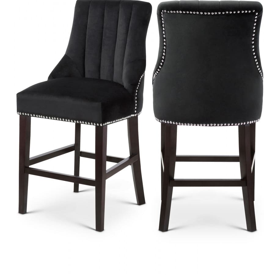 Meridian Furniture Oxford Velvet Counter Stool - Black - Stools