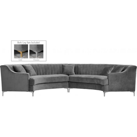 Meridian Furniture Jackson Velvet 2pc. Sectional - Grey - Sofas