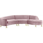 Meridian Furniture Serpentine Velvet 3pc. Sectiona - Pink - Sofas