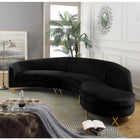 Meridian Furniture Serpentine Velvet 3pc. Sectiona - Sofas