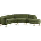 Meridian Furniture Serpentine Velvet 3pc. Sectiona - Olive - Sofas