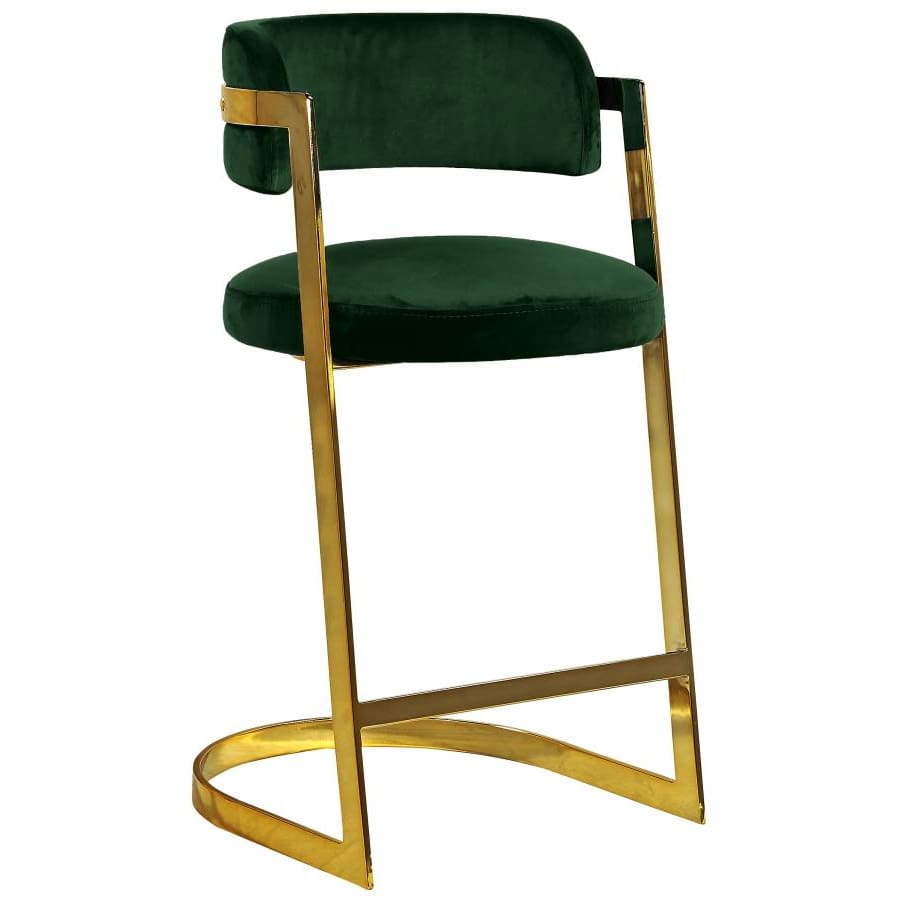 Meridian Furniture Stephanie Velvet Counter Stool-Set of 2 - Green - Stools