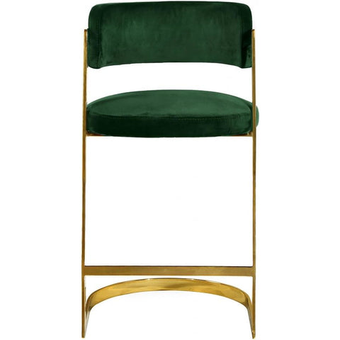 Meridian Furniture Stephanie Velvet Counter Stool-Set of 2 - Green - Stools