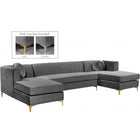 Meridian Furniture Graham Velvet 3pc. Sectional - Grey - Sofas