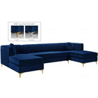 Meridian Furniture Graham Velvet 3pc. Sectional - Navy - Sofas