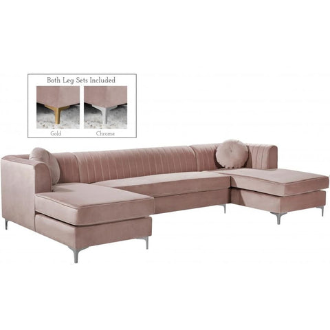 Meridian Furniture Graham Velvet 3pc. Sectional - Pink - Sofas