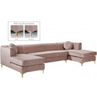 Meridian Furniture Graham Velvet 3pc. Sectional - Pink - Sofas