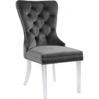 Meridian Furniture Miley Velvet Dining Chair with Acrylic Legs-Set of 2 - Grey - Chairs