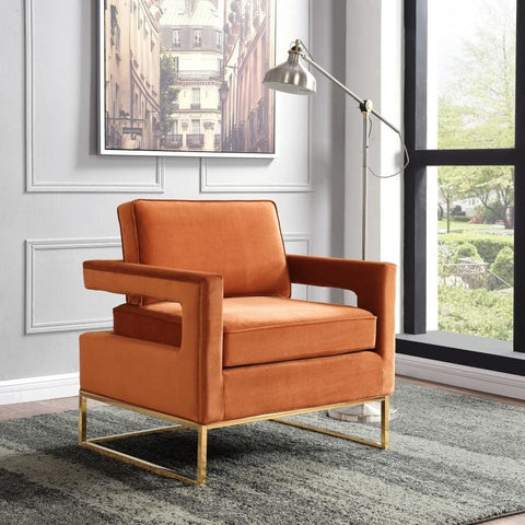 Meridian Furniture Noah Velvet Accent Chair - Cognac - Chairs