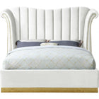 Meridian Furniture Flora Velvet Queen Bed - White - Bedroom Beds