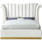 Meridian Furniture Flora Velvet King Bed - White - Bedroom Beds