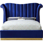 Meridian Furniture Flora Velvet King Bed - Navy - Bedroom Beds