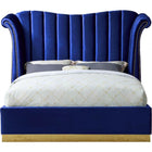 Meridian Furniture Flora Velvet Queen Bed - Navy - Bedroom Beds