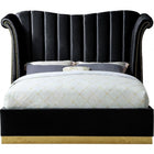 Meridian Furniture Flora Velvet Queen Bed - Black - Bedroom Beds