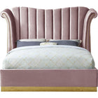 Meridian Furniture Flora Velvet King Bed - Pink - Bedroom Beds