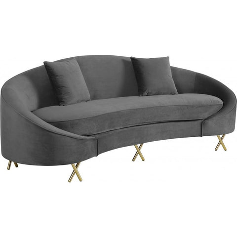Meridian Furniture Serpentine Velvet Sofa - Grey - Sofas