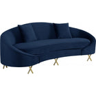 Meridian Furniture Serpentine Velvet Sofa - Navy - Sofas