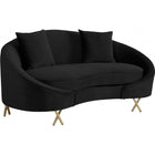 Meridian Furniture Serpentine Velvet Loveseat - Black - Loveseats