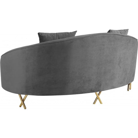 Meridian Furniture Serpentine Velvet Loveseat - Grey - Loveseats