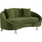 Meridian Furniture Serpentine Velvet Loveseat - Green - Loveseats