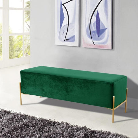 Meridian Furniture Isla Velvet Bench - Green - Benches