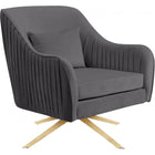 Meridian Furniture Paloma Velvet Swivel Accent Chair - Grey - Chairs