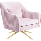 Meridian Furniture Paloma Velvet Swivel Accent Chair - Pink - Chairs